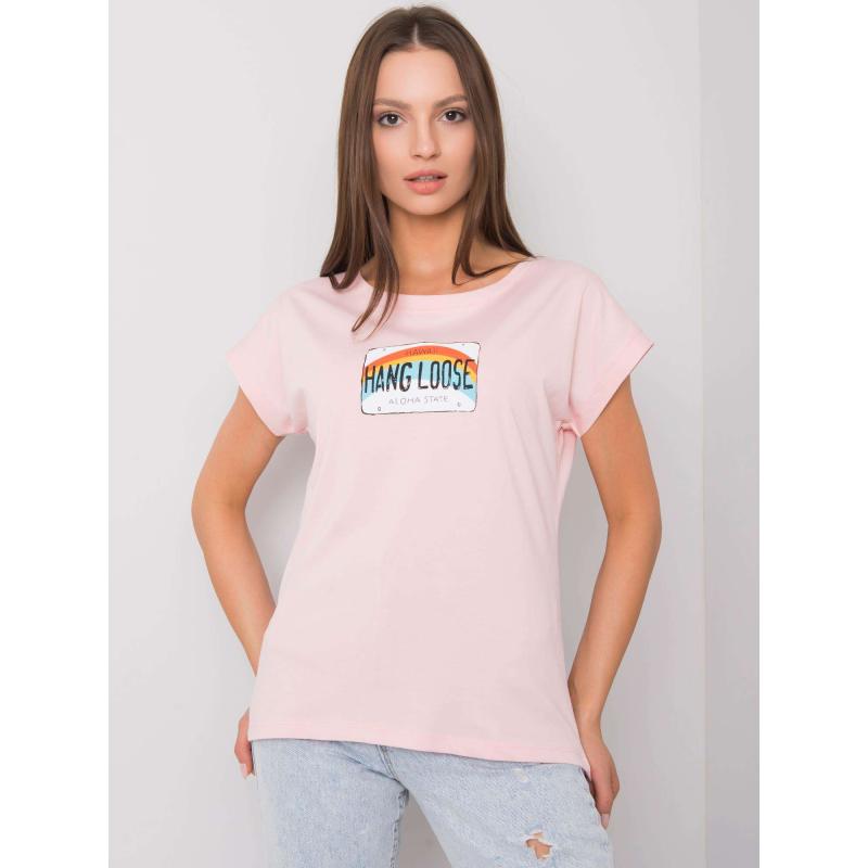 Női nyomtatott póló ALOHA világos rózsaszín