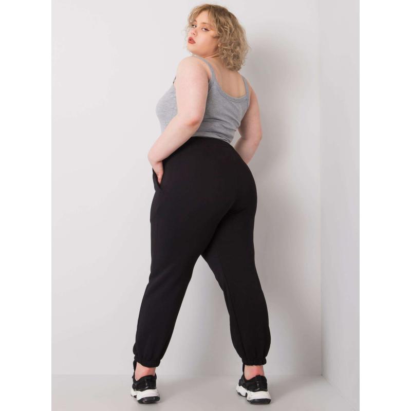 Dámské tepláky s vysokým pasem plus size AINHOA černé