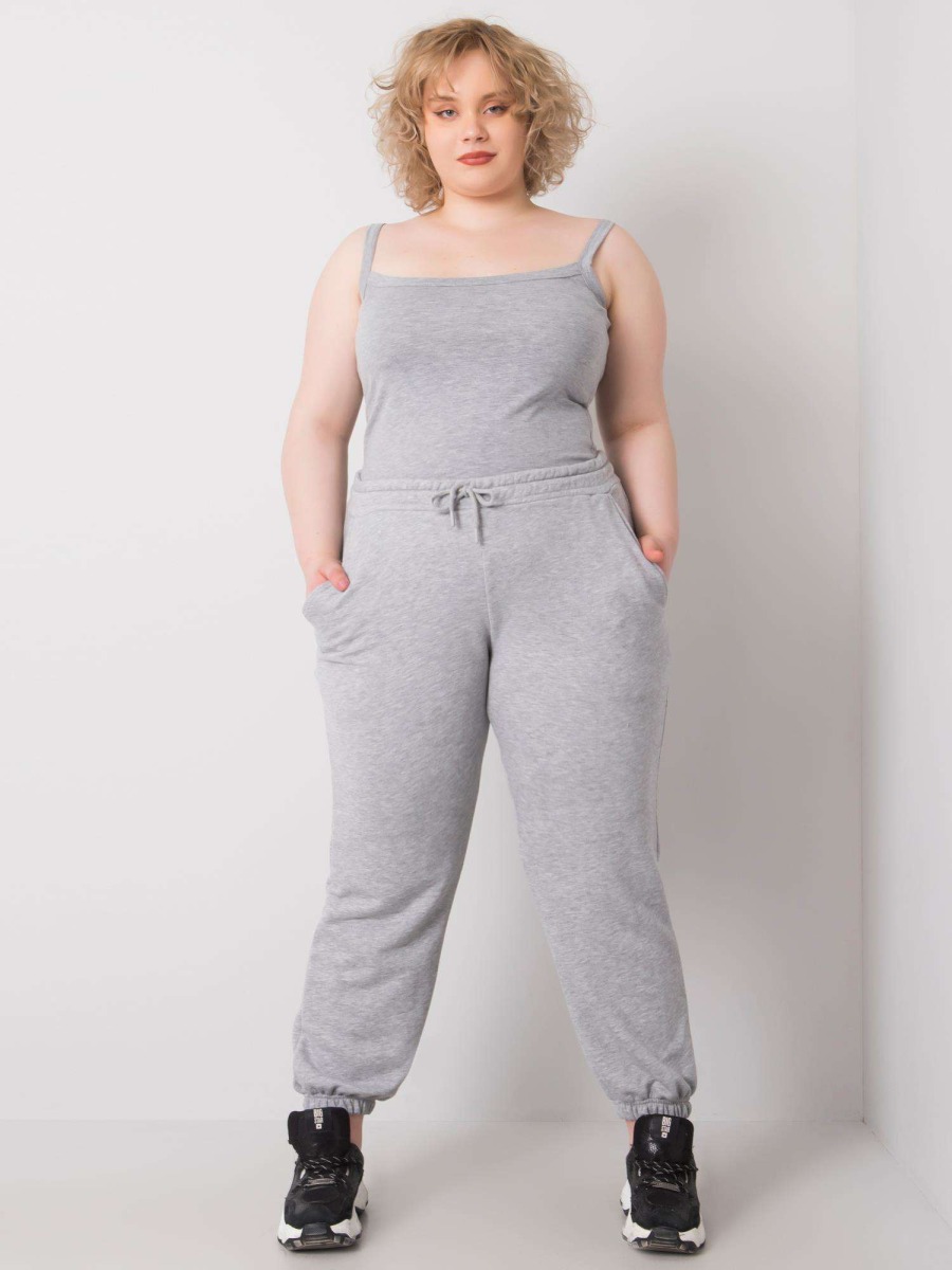 Dámské tepláky plus size bavlněné AINHOA šedé 