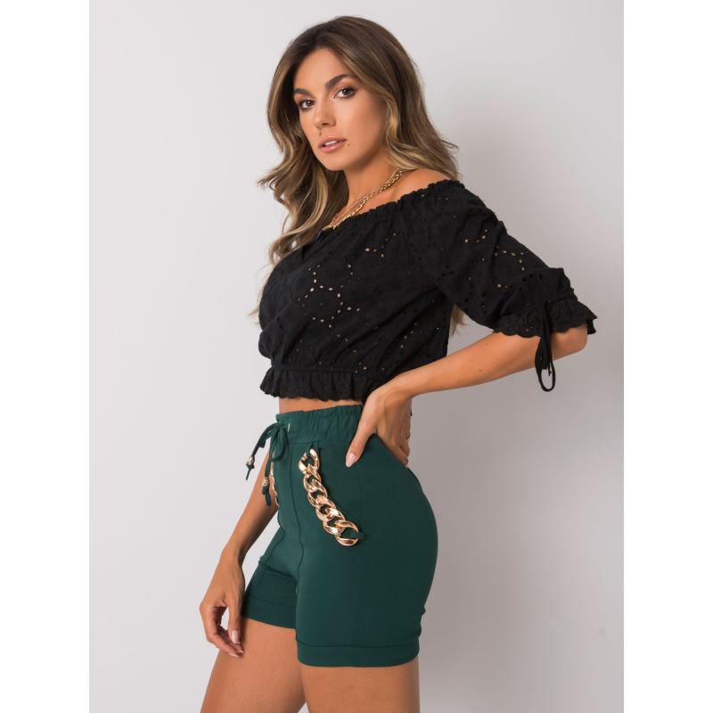 Dámské šortky s řetízky FLANNERY tmavě zelené 