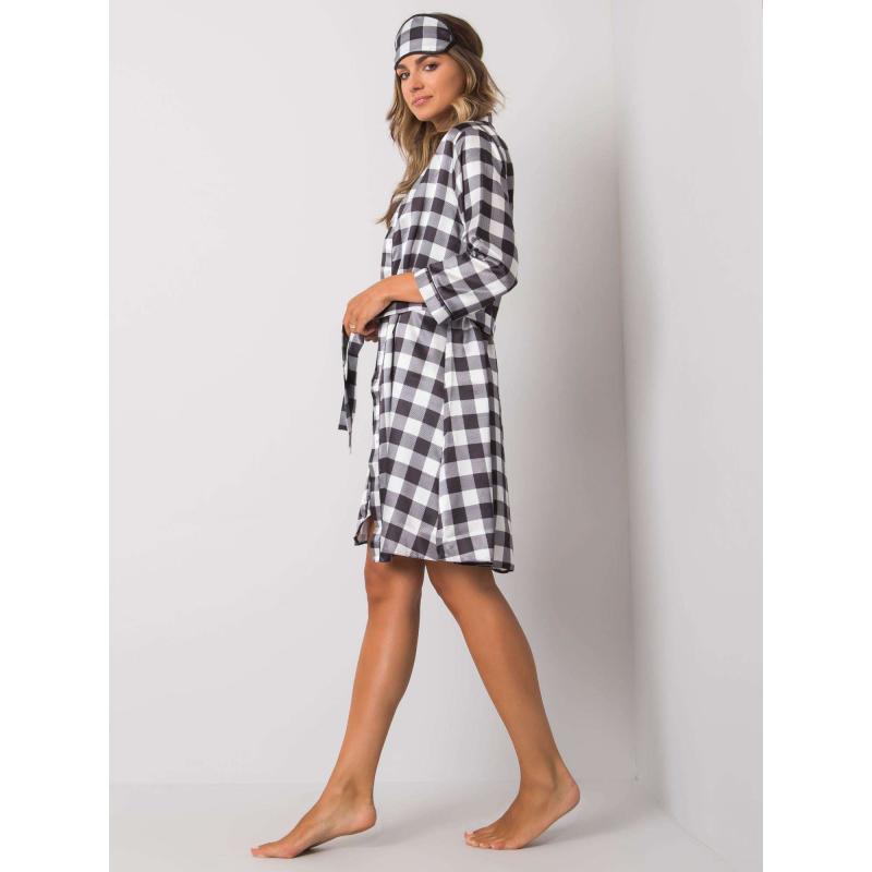 Női kockás háromrészes éjszakai szett RUDA fehér és fekete