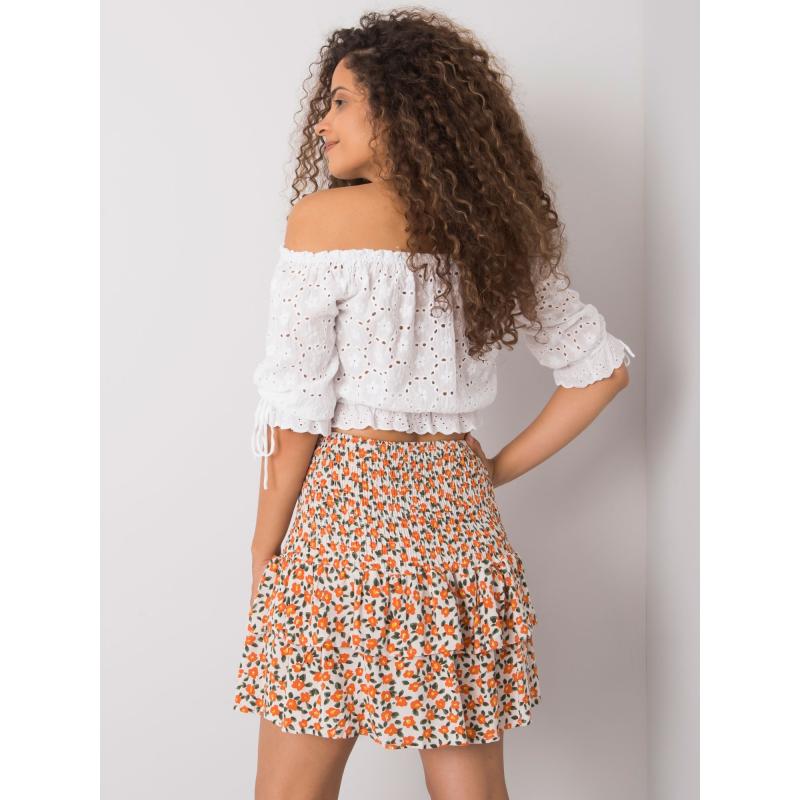 Dámská sukně s volánem Cyndi RUE PARIS bílo-oranžová 