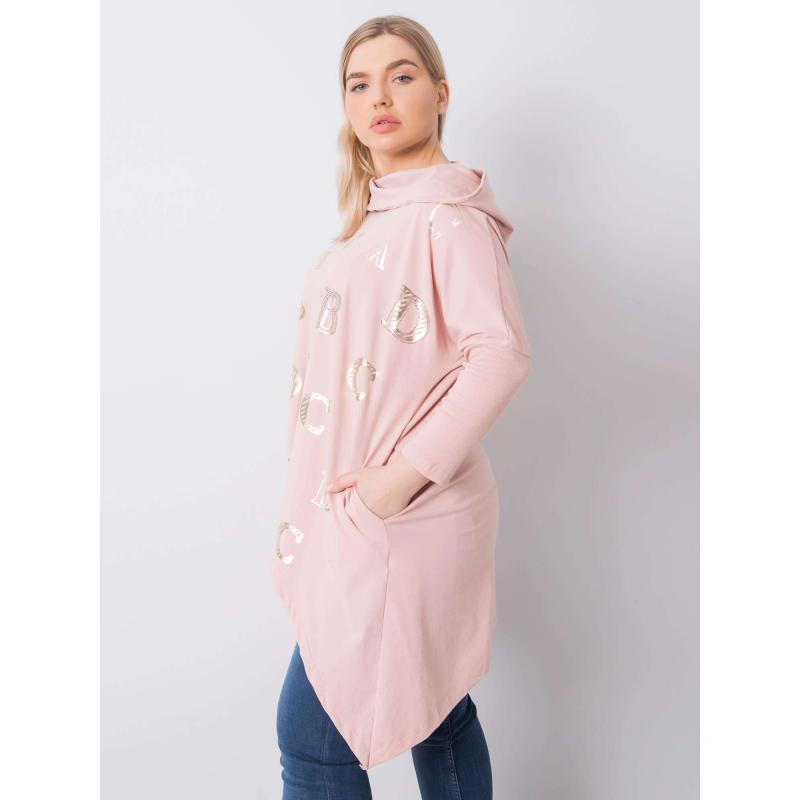 Női plus size blúz kapucnival AINA rózsaszínű
