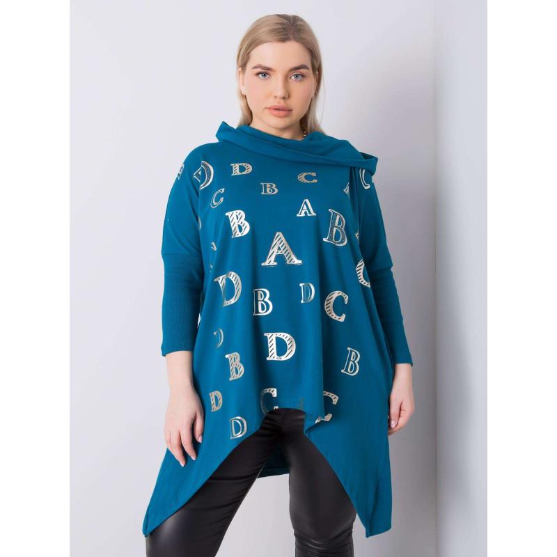 Női plus size kapucnis blúz AINA kék