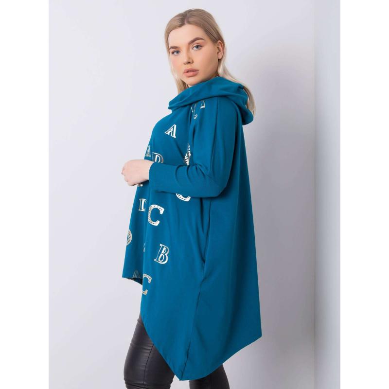 Női plus size kapucnis blúz AINA kék