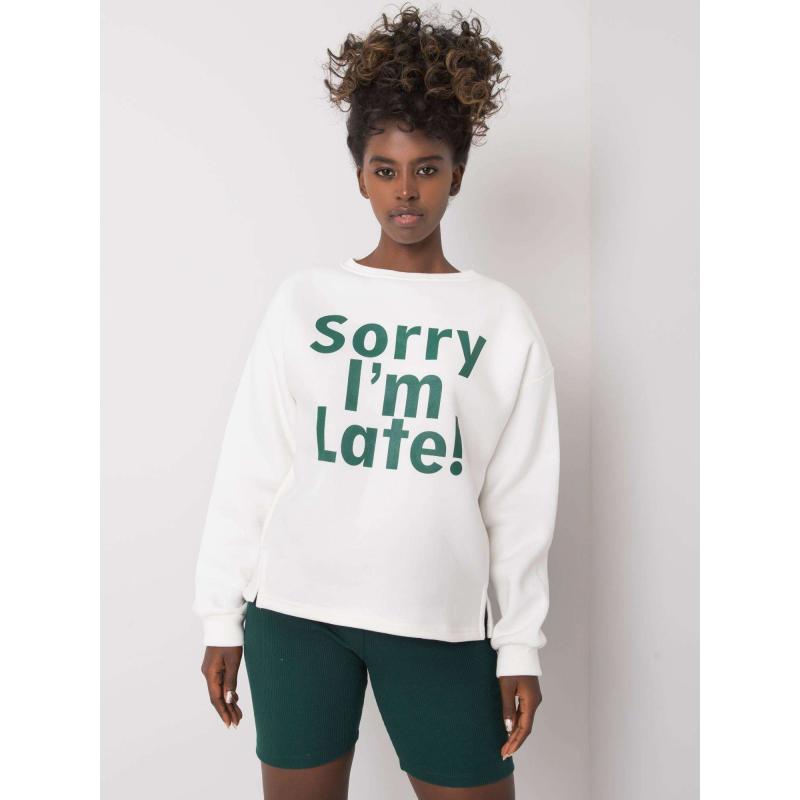 Női pulóver KAILEE ekrü és zöld színnel