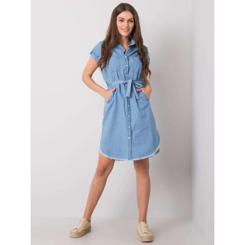 Dámské šaty s páskem Kathi RUE PARIS modré 