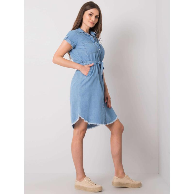 Dámské šaty s páskem Kathi RUE PARIS modré 