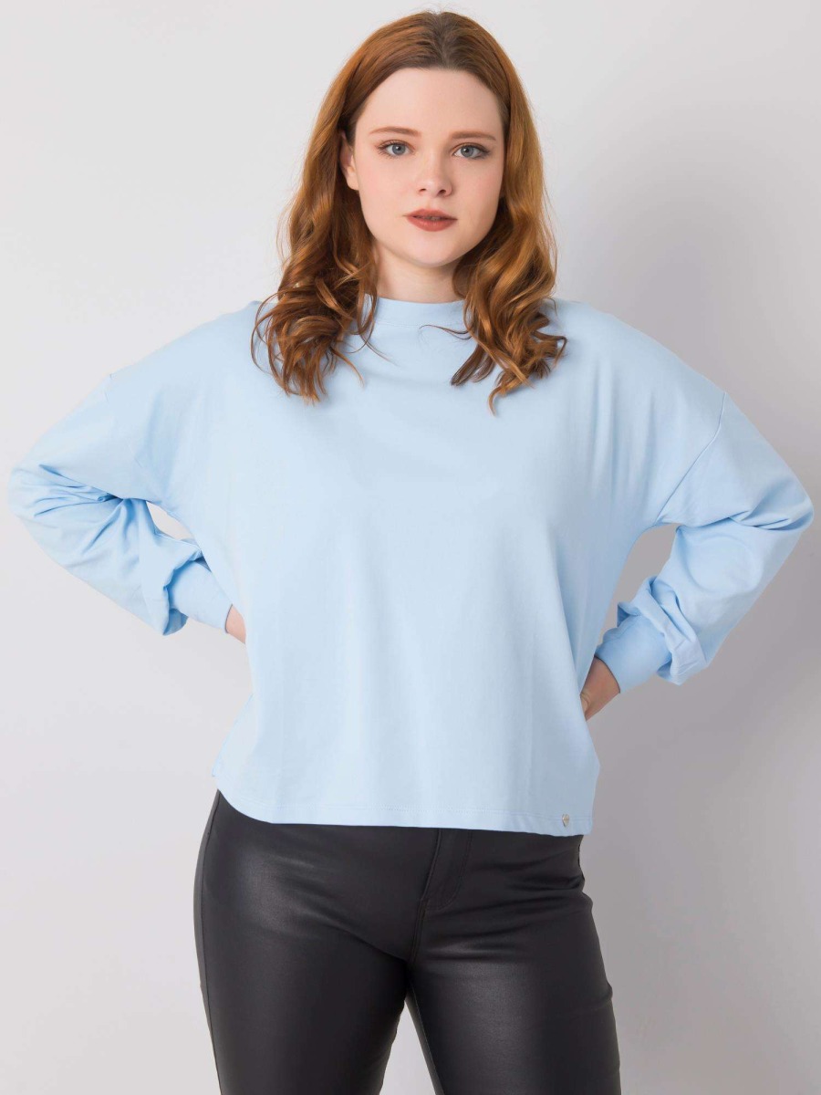 Dámská mikina s dlouhým rukávem plus size FLORENTIA světle modrá 