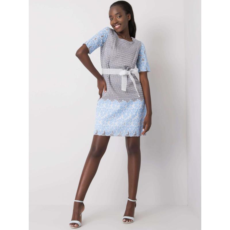 Dámské šaty vzorované KATYA šedomodré  