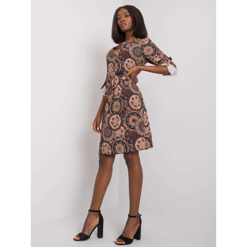 Dámské šaty vzorované KAIPO hnědé  