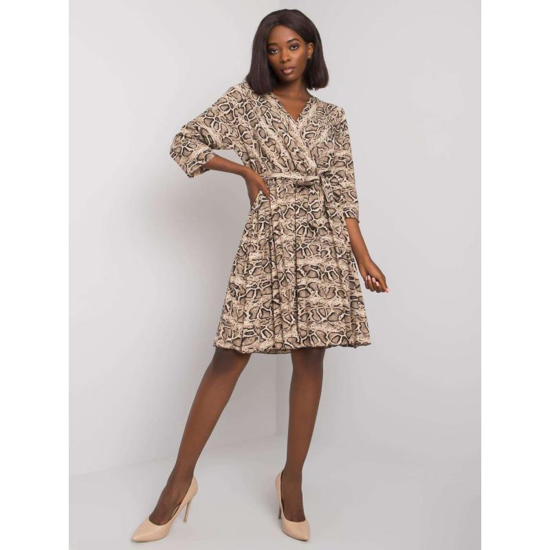 Női nyomtatott ruha FATIMA bézs/fekete