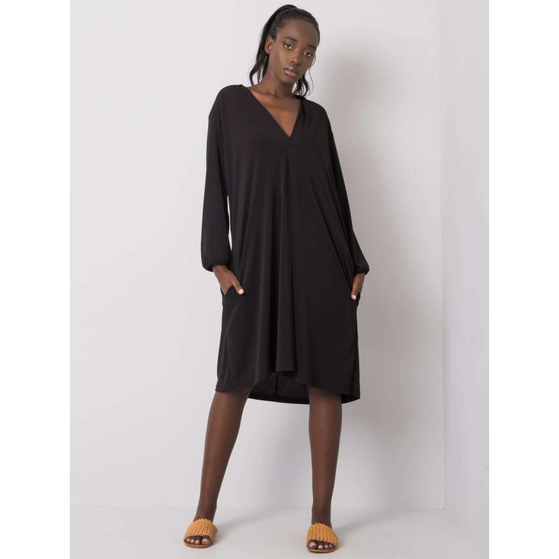 Női V-nyakú ruha YETTA fekete
