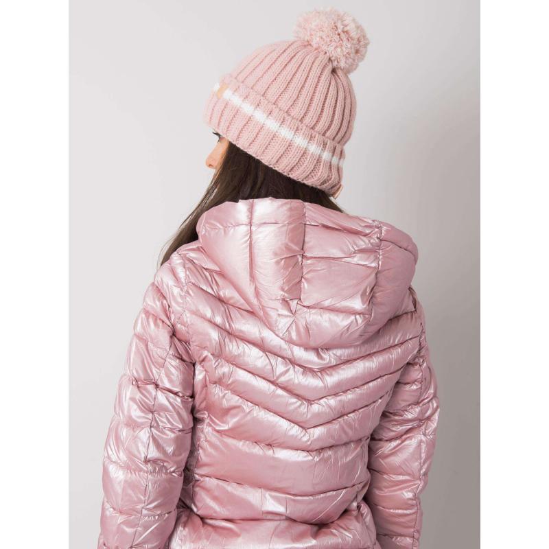 Dámská čepice s bambulí světle růžová
