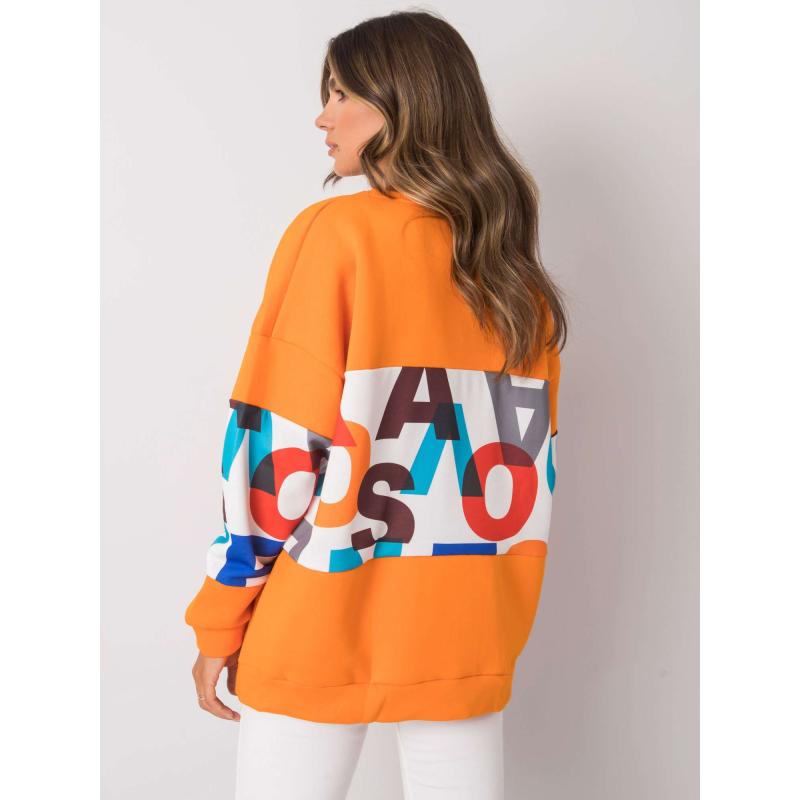 Női kapucnis pulóver MADALYN narancssárga nyomtatással