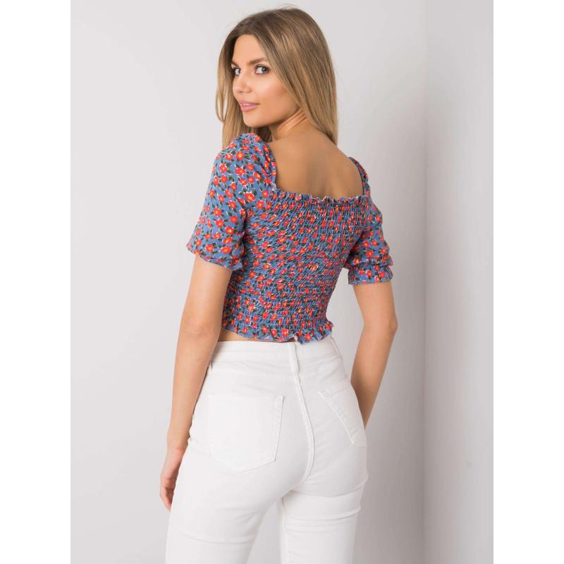 Női virágos blúz Kami RUE PARIS kék