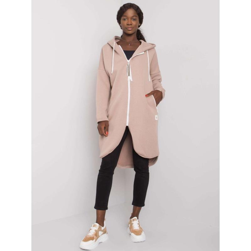 Női kapucnis pulóver STUNNING sötét bézs színű