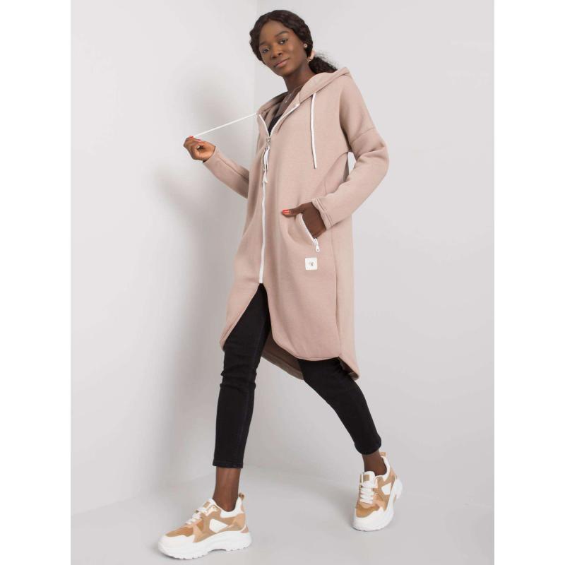 Női kapucnis pulóver STUNNING sötét bézs színű