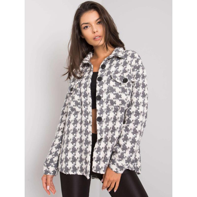 Női ing zsebekkel SHANTIC fehér-szürke