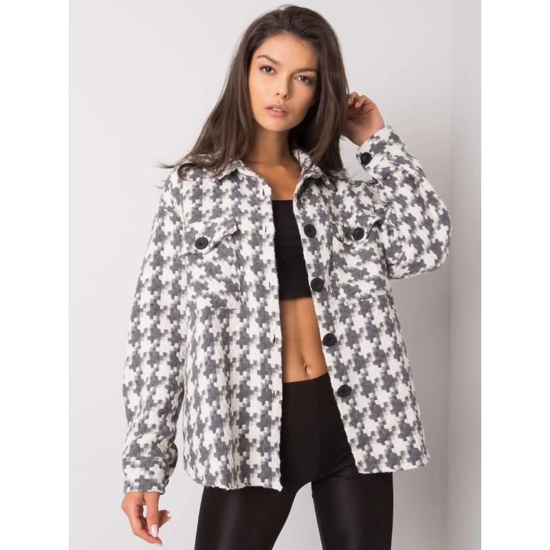 Női ing zsebekkel SHANTIC fehér-szürke