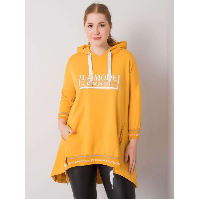 Dámská mikina s kapucí BELINA tmavě žlutá 