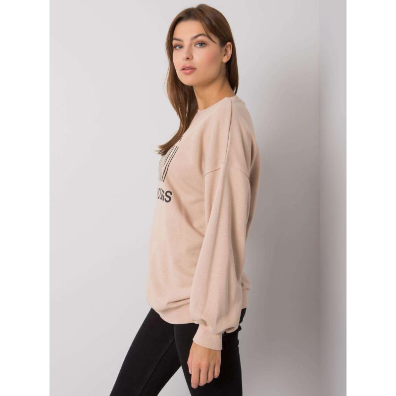 Női kapucnis pulóver BASILE bézs színű nyomtatással