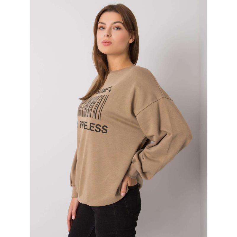 Női pulóver BASILE nyomtatott sötét bézs színben