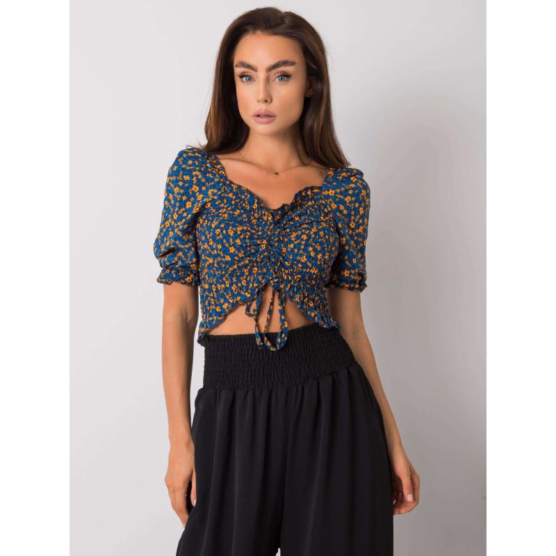 Női blúz fodros Laria RUE PARIS kék