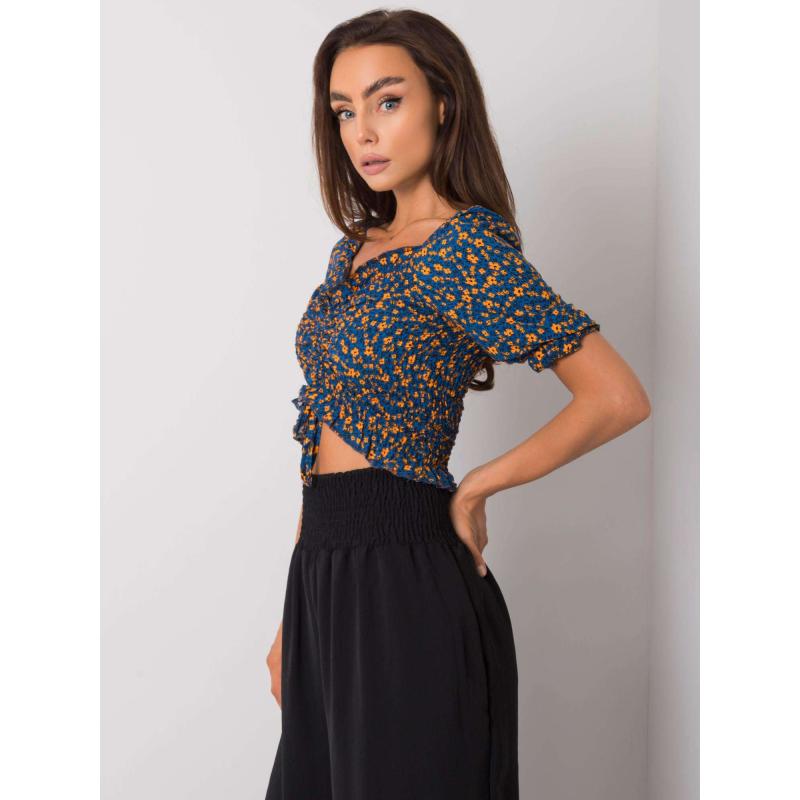 Női blúz fodros Laria RUE PARIS kék