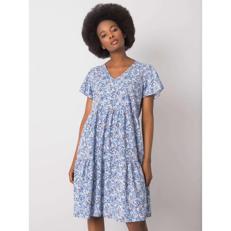 Dámské šaty s volánem Genevieve RUE PARIS modré 