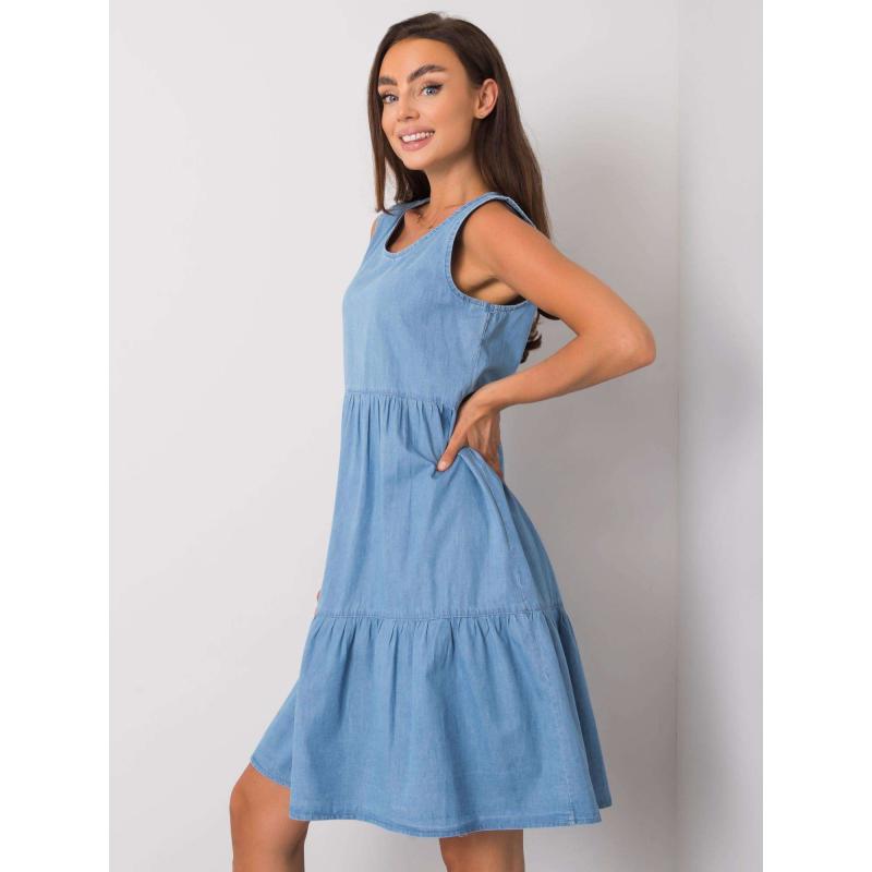 Dámské šaty s volánem Delfine RUE PARIS modré 