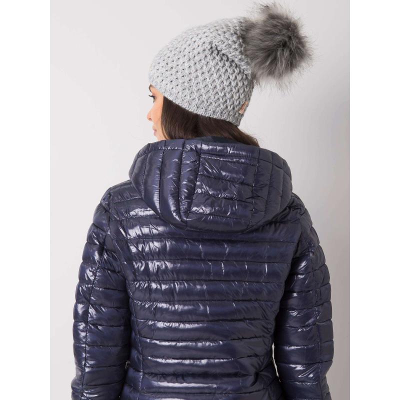 Dámská čepice s bambulí šedá 