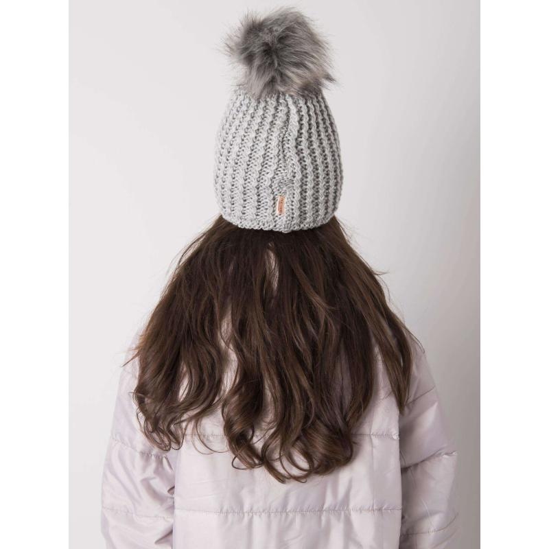 Dámská čepice s bambulí zimní šedá 