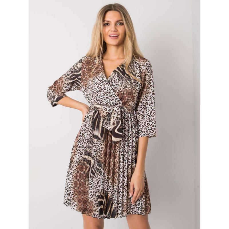 Dámské šaty vzorované DAFIYA béžovo-černé 