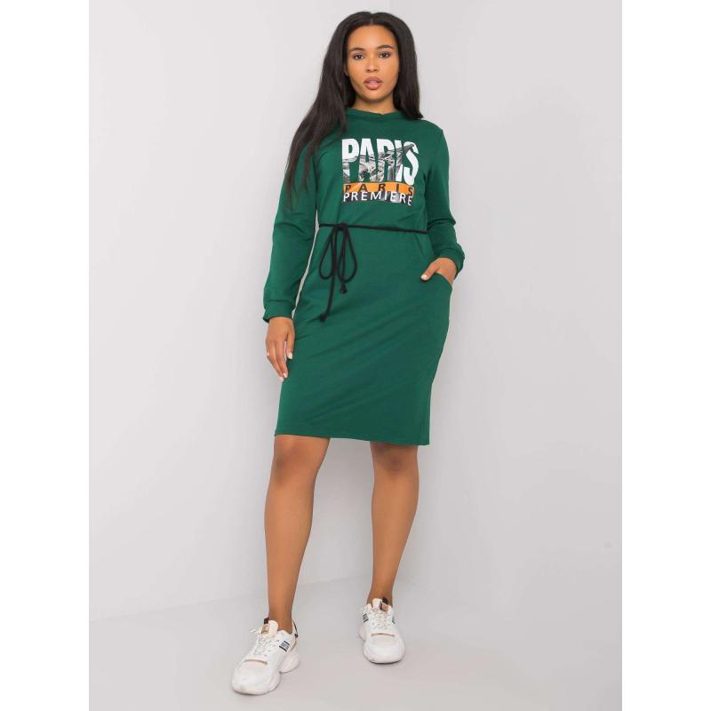 Dámské šaty plus size bavlněné LAREEN zelené