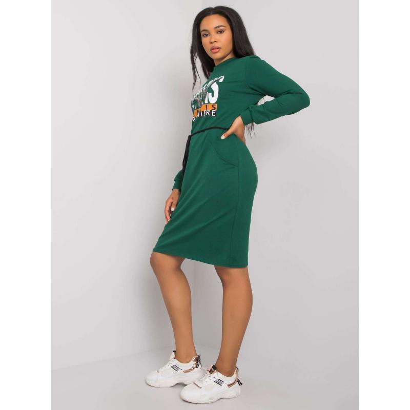 Dámské šaty plus size bavlněné LAREEN zelené