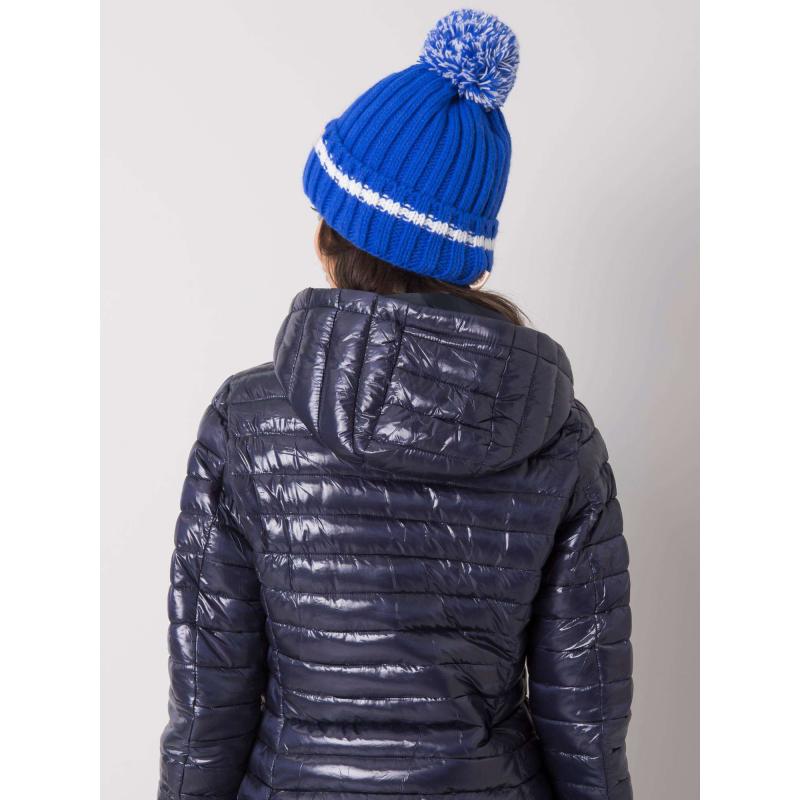 Dámská čepice s bambulí zimní modrá 
