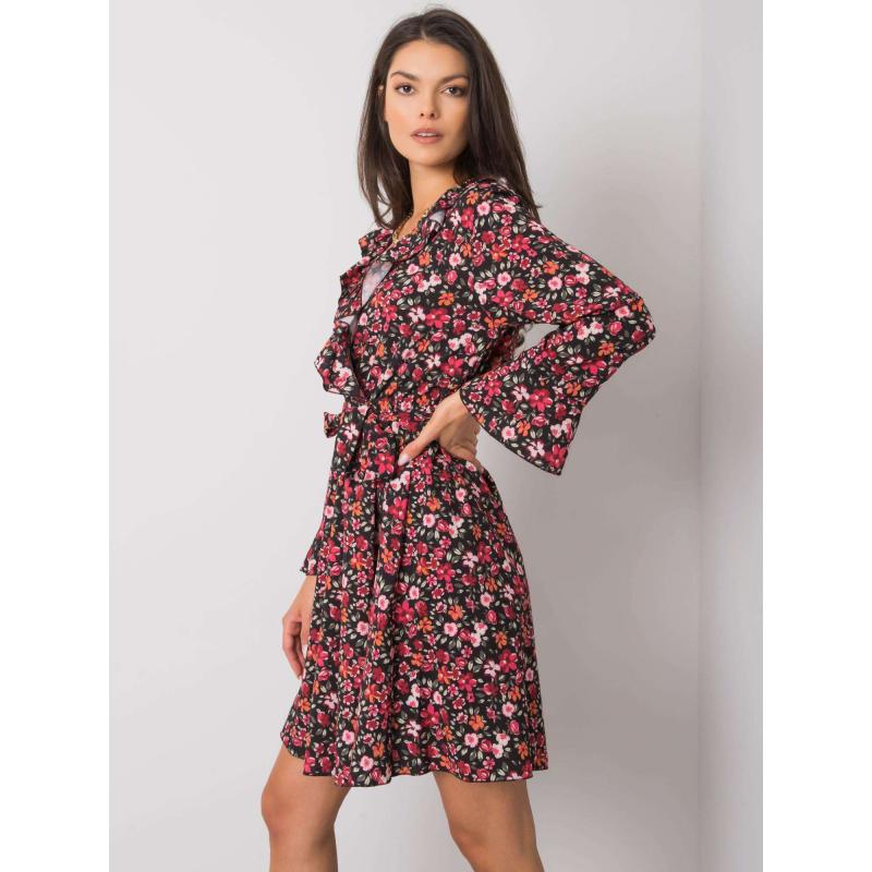 Női virágos ruha GRACELYNN fekete-piros