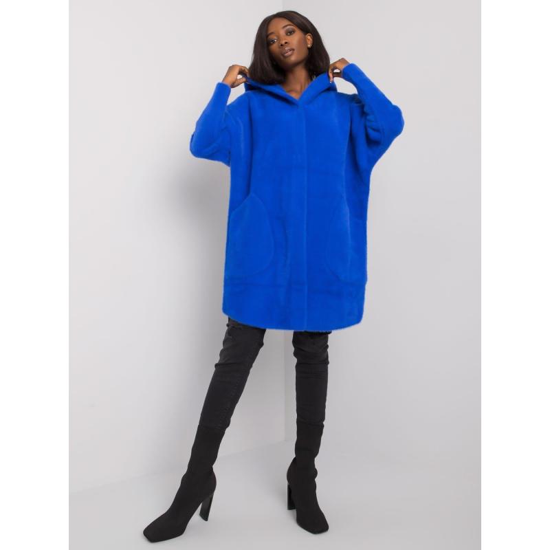 Dámský kabát z alpaky CAROLYN kobaltově modrý 