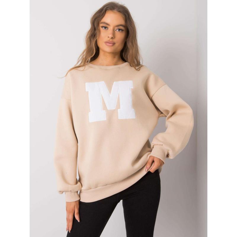 Női pamut pulóver ARMELLE világos bézs