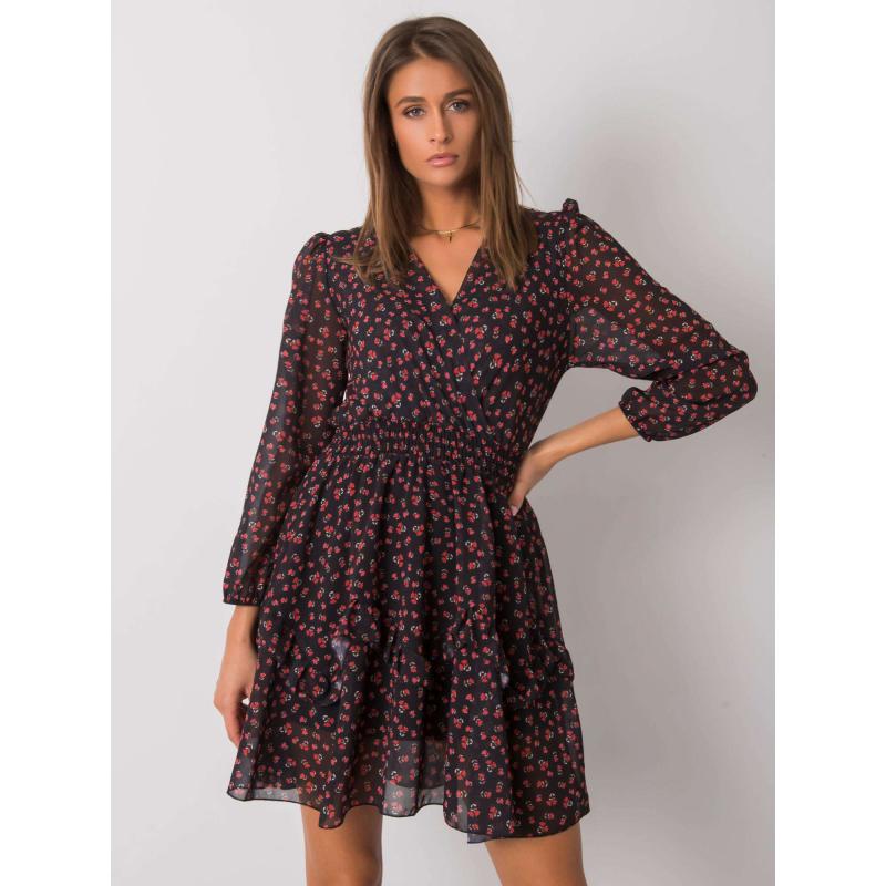 Dámské šaty s volánky Lianne OCH BELLA černo-červené 