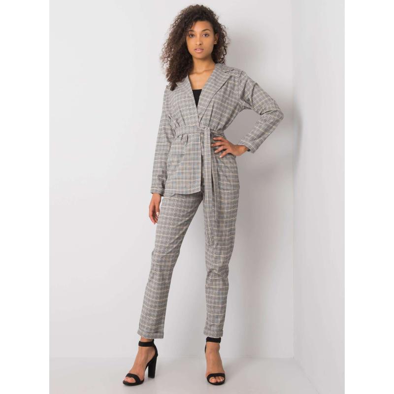 Dámská bunda kostkovaná SASKIA šedobéžová 