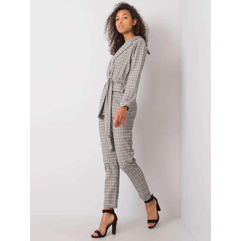 Dámská bunda kostkovaná SASKIA šedobéžová 