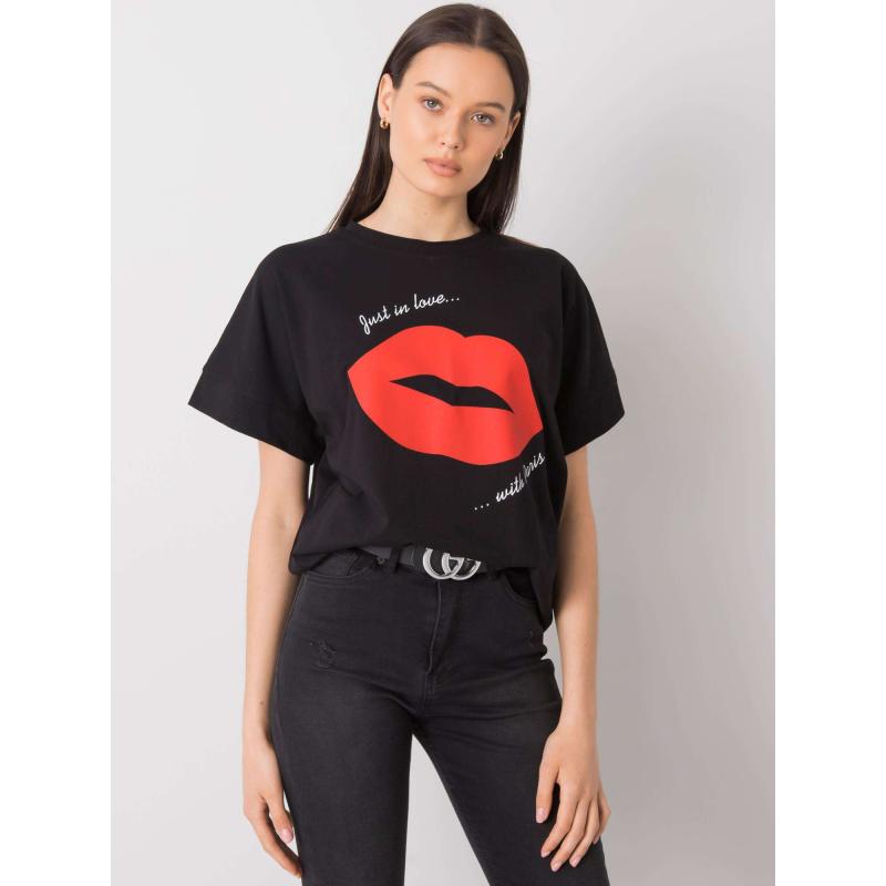 Női nyomtatott póló Caddie RUE PARIS fekete