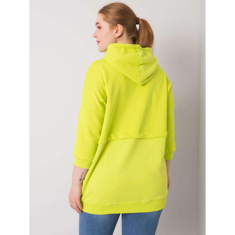 Női plus size pulóver zsebbel GIOIA lime zöld