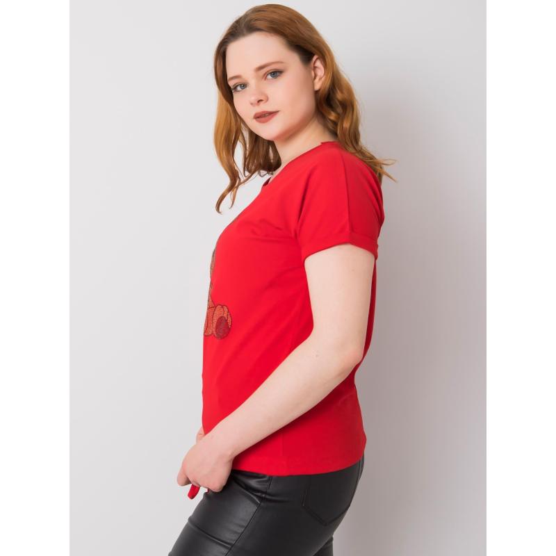 Dámska plus size blúzka s kamienkami LUCE červená