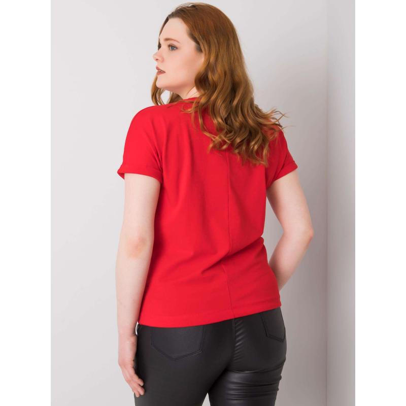 Dámska plus size blúzka s kamienkami LUCE červená