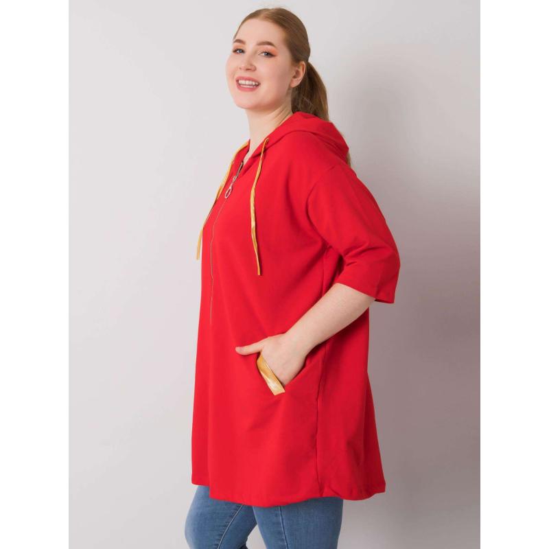 Női plus size cipzáras kapucnis pulóver LOUNES piros