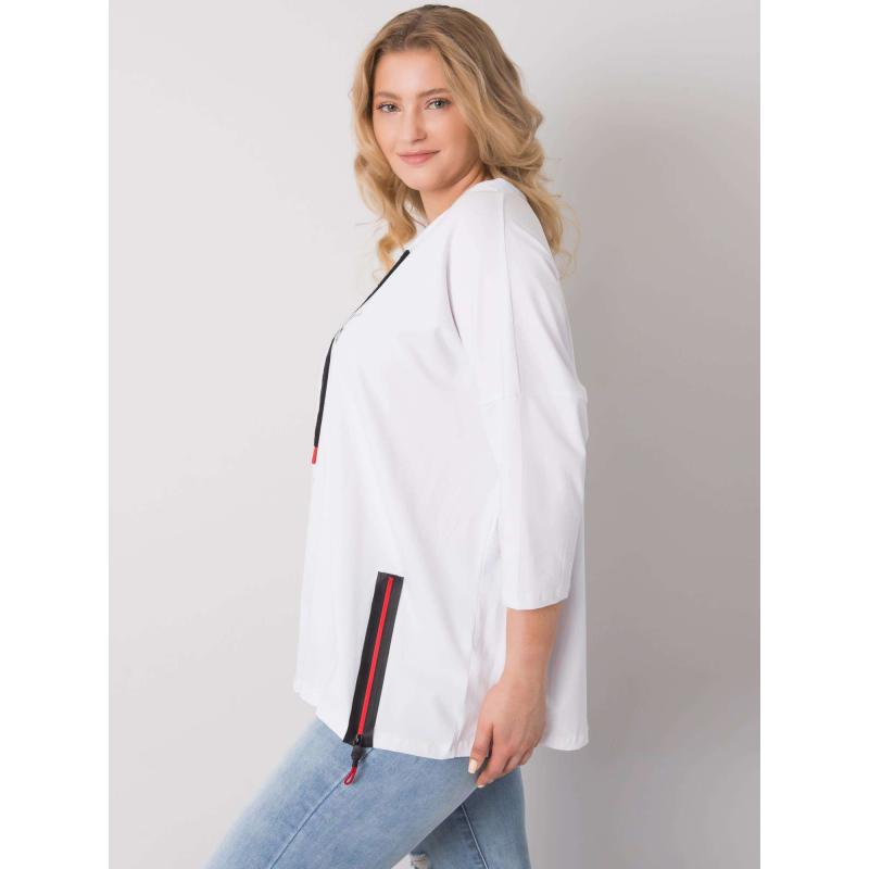 Női plus size blúz strasszkövekkel PHILOMENA fehér