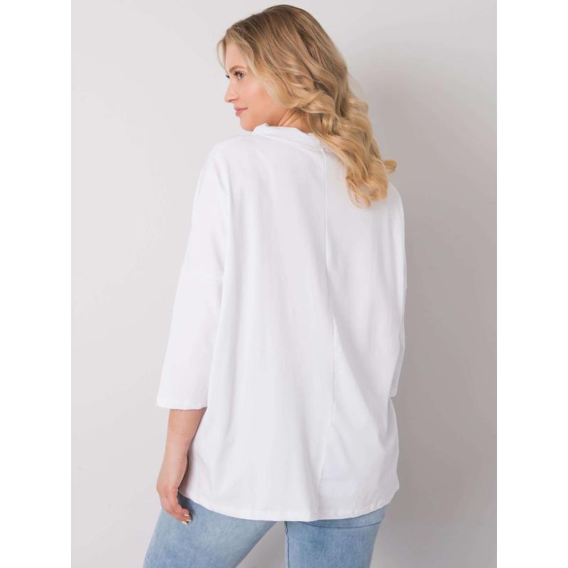 Női plus size blúz strasszkövekkel PHILOMENA fehér